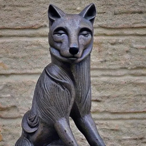 Image similar to “ capitalize wolf ” statue with a fox instead of a wolf