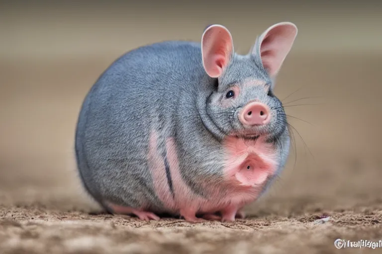 Image similar to a pig chinchilla!!! hybrid! hyper realistic!! realistic lighting!! wildlife photographer of the year!!! bold natural colors, national geographic, hd, wide angle, 8 k