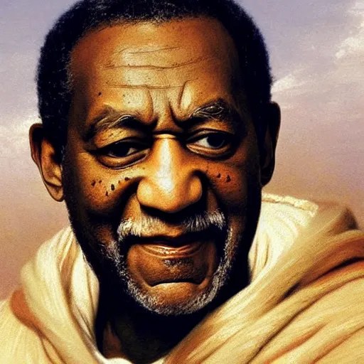 Image similar to Painting of Bill Cosby as Obi-Wan Kenobi. Art by william adolphe bouguereau. During golden hour. Extremely detailed. Beautiful. 4K. Award winning.