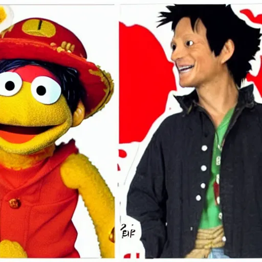 Image similar to luffy in the Muppet show