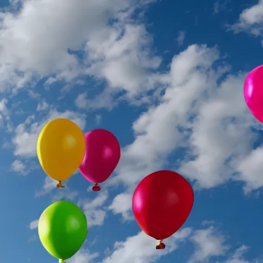 Prompt: a lot of birthday balloons floating in the clouds