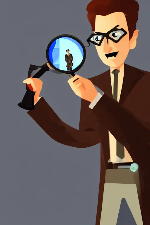 Prompt: man detective with magnifying glass, 4 k, artstation