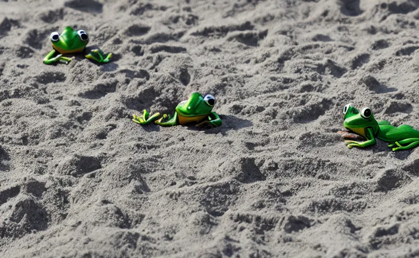 Prompt: frogs playing beach volleyball tornado, highly detailed, extremely high quality, hd, 4 k, 8 k, professional photographer, 4 0 mp, lifelike, top - rated, award winning, cinematic, realistic, detailed lighting, detailed shadows, sharp, no blur, edited, corrected, trending