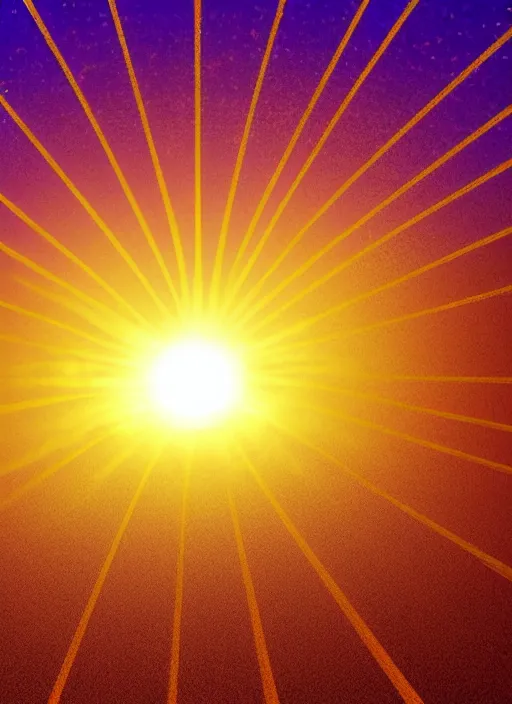 Image similar to rising sun burst gold rays dawn purple clouds sand gold salt crystals sharp detail 3d render simple background graphic ultra simplified fai khadra gaika style