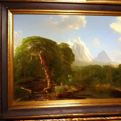 Prompt: Trees, oil on canvas, by Thomas Cole, by Frederic Edwin Church, by Carl Gustav Carus, trending on artstation, masterpiece, detailed, 8K