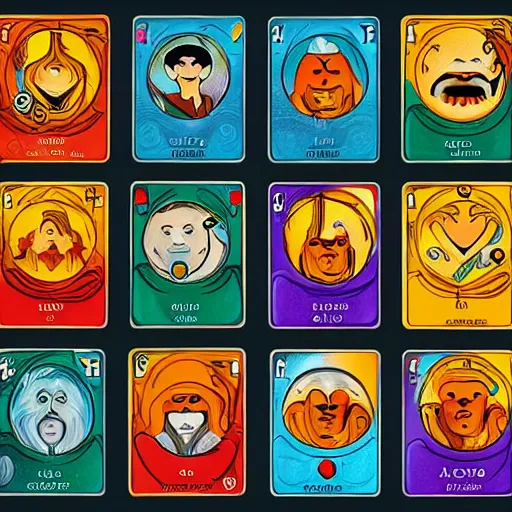 Image similar to tarot cards of emojis, artstation, highly detailed, digital painting, 8k