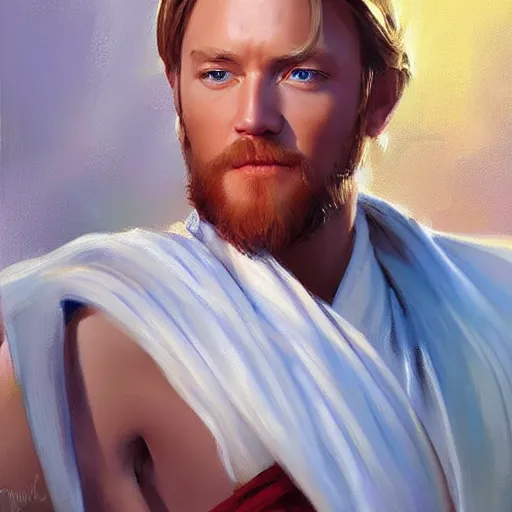 Prompt: Obi-Wan Kenobi, painting by Vladimir Volegov