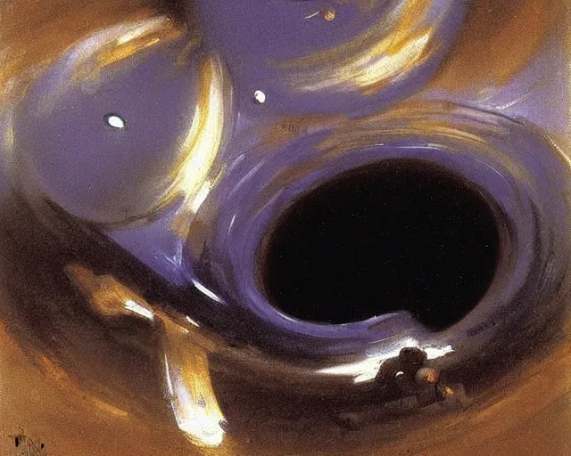 Image similar to painting of a black hole by John Singer Sargent