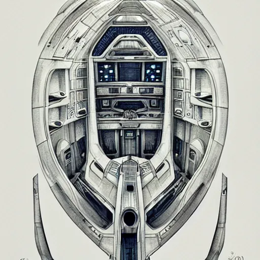 Image similar to design only, white background, symmetry, starship enterprise, by jean - baptiste monge