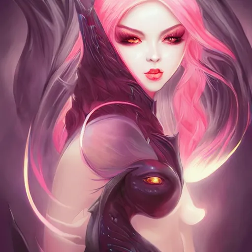 Prompt: a beautiful succubus by Loish and RossDraws and artgerm and WLOP, symmetrical portrait