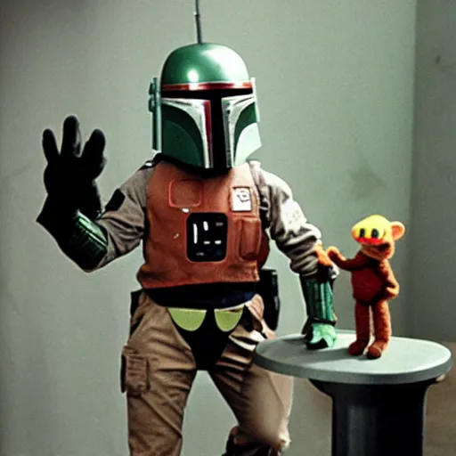 Image similar to boba fett hosting the muppet show