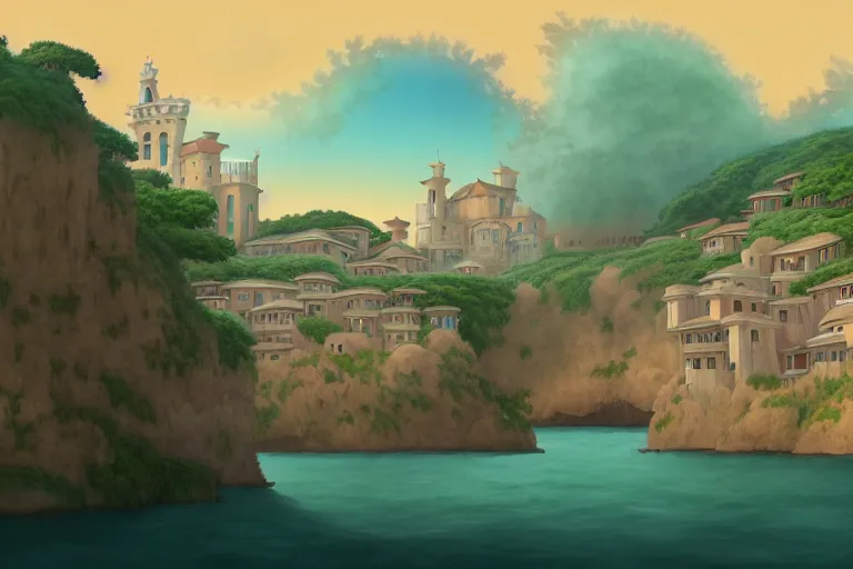 city in the sky ， miyazaki style, Stable Diffusion