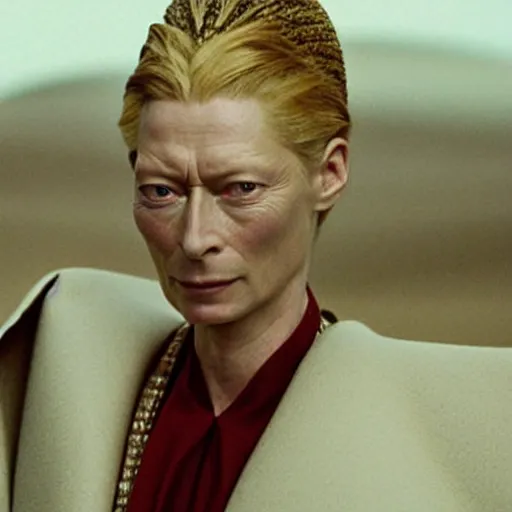 Image similar to tilda swinton as a bene gesserit from dune