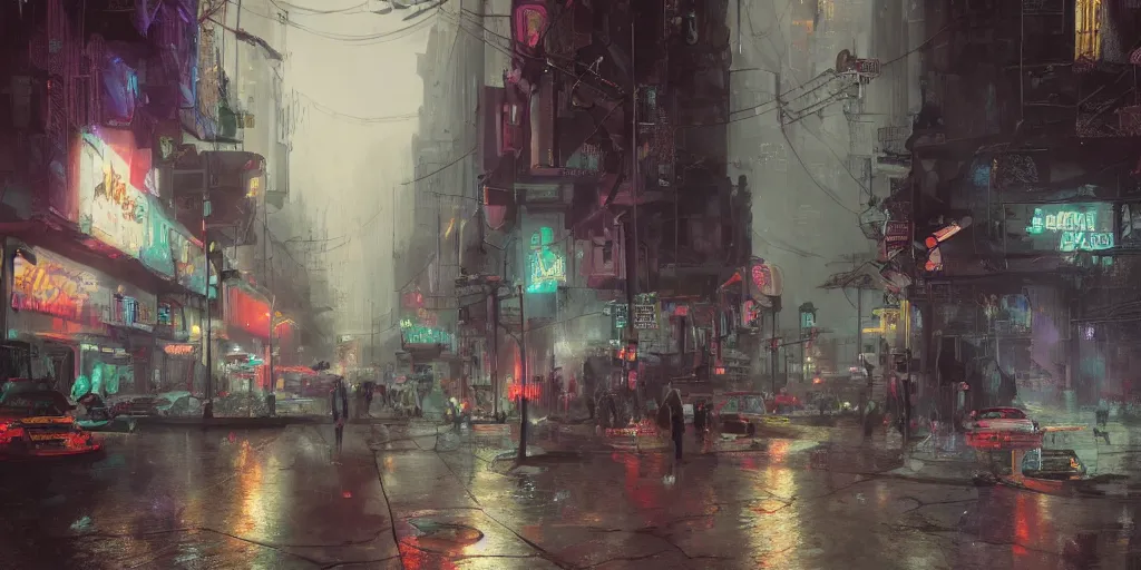 Image similar to a guatemalan solitary cyberpunk city, abandoned with neon ads and signs with evocative dramatic mood, fog, by jeremy mann and alphonse mucha, fantasy art, photo realistic, sunshaft, bloom, imax, dynamic lighting, artstation, poster, volumetric lighting, very detailed faces, 4 k, award winning