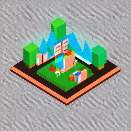 Prompt: isometric flat art graphic for philosopherai that is exciting and promotional