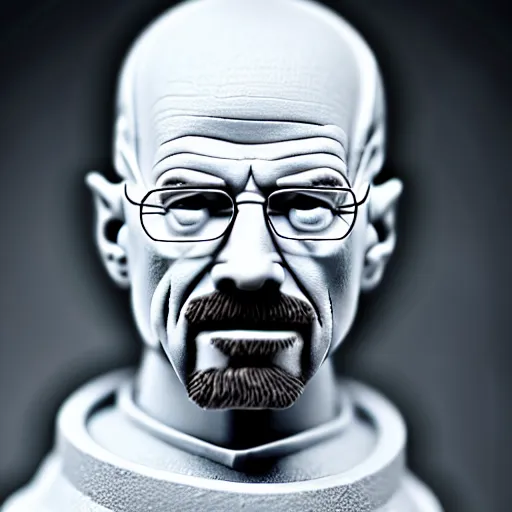 Prompt: studio photo portrait of walter white made of modeling clay, 8 k, dramatic light, bokeh effect,