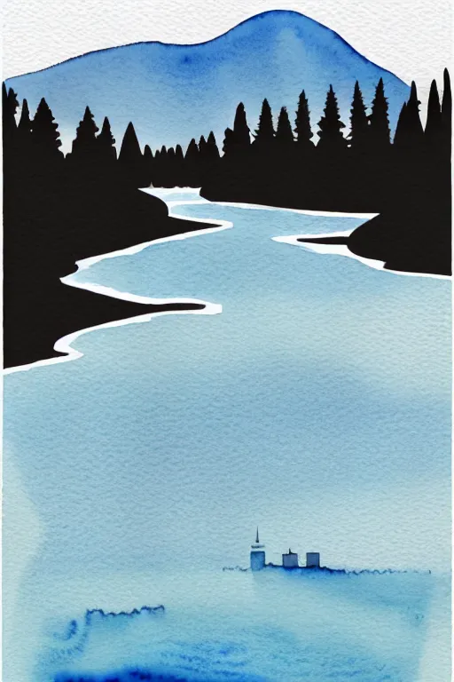 Prompt: minimalist watercolor art of oslo river, illustration, vector art