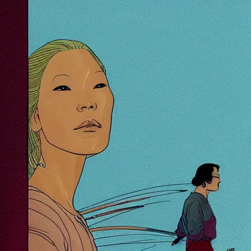 Image similar to lucy liu retro minimalist portrait moebius starwatcher comic by jean giraud, 8 k