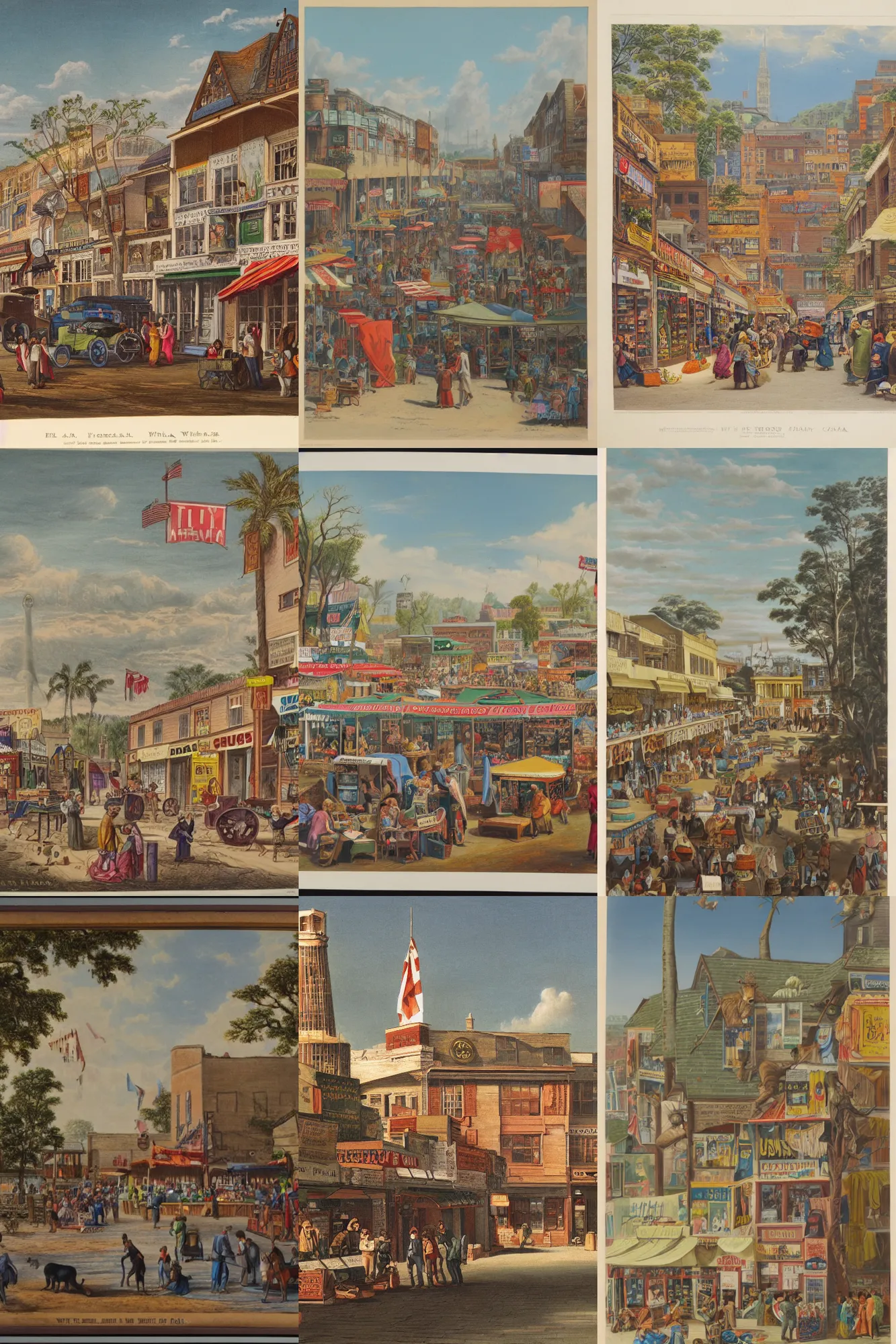 Prompt: william h frear troy cash bazaar chromolithograph