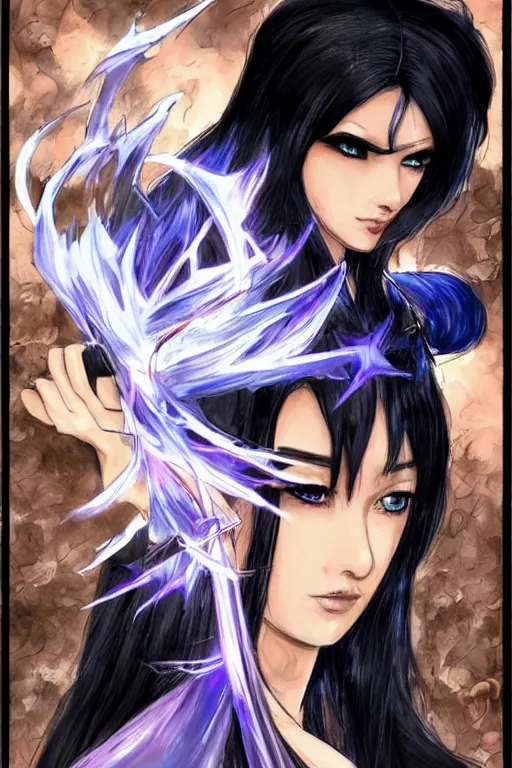 Image similar to black - haired mage, fieryeyes