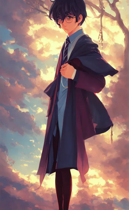 Image similar to a portrait of a cute young male ravenclaw student, hogwarts setting, vivid colors, soft lighting, atmospheric, cinematic, moody, in the style of ilya kuvshinov and range murata, krenz cushart, rule of thirds, oil on canvas, 8 k