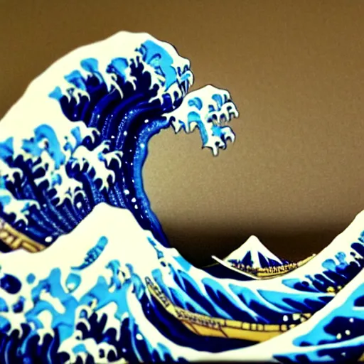 Prompt: ( ( great wave off kanagawa ) ), made of clay, claymation, aardman studios, claymation style, clay sculpture