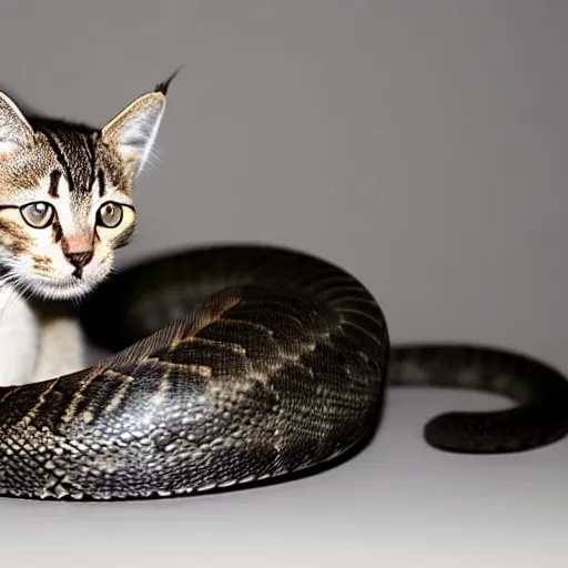 Image similar to a feline snake - cat - hybrid, reptile animal photography