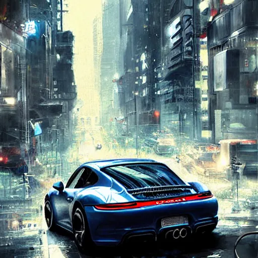 Prompt: porsche in city, chaos, digital art,ultra realistic,ultra detailed,art by greg rutkowski