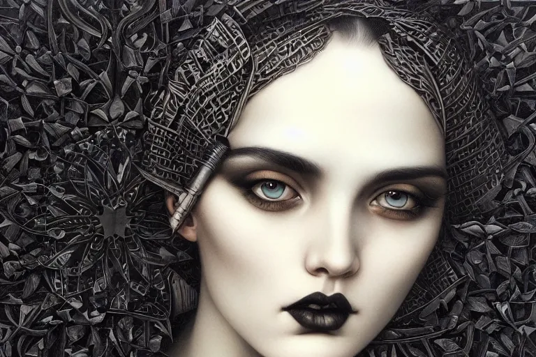 Image similar to a black pattern on a white background, highly detailed, geometric, award winning, by Tom Bagshaw