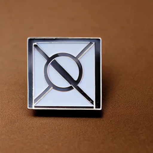 Image similar to a photo of a retro minimalistic clean fire warning enamel pin, studio lighting, behance