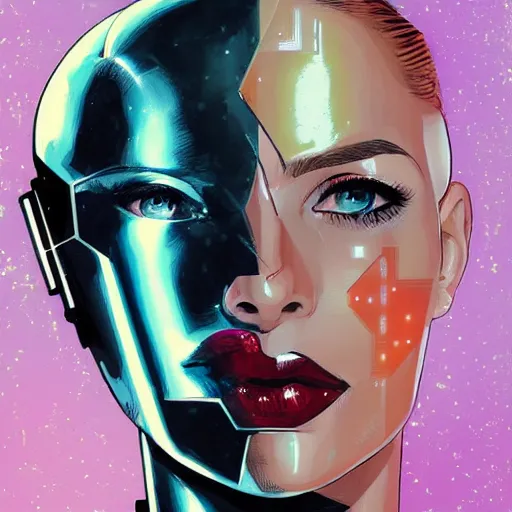 Image similar to portrait of a female android, by DC comics and Sandra Chevrier