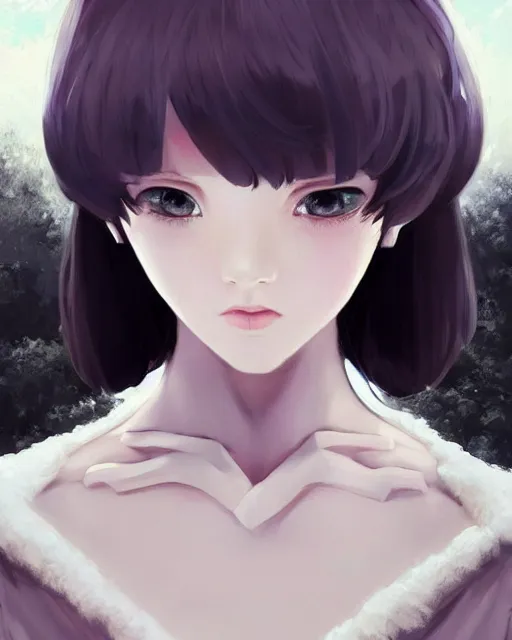 Image similar to ilya kuvshinov. an infinitely detailed portrait of a frail and pale female peace angel elegantly. fully - clothed full - body, beautiful! scenery art!! coherent! by wlop. victorian armor trim, cold color palette, artstation / pixiv!! elegantly armored angel portrait full - body, dreamy art