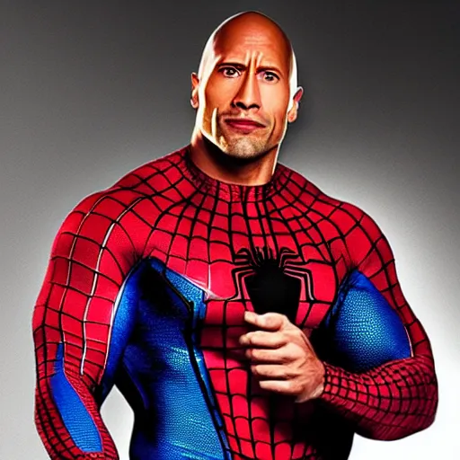 Image similar to Dwayne Johnson as Spiderman