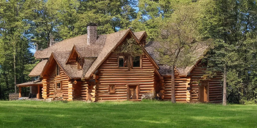 Image similar to log house on sunny meadow