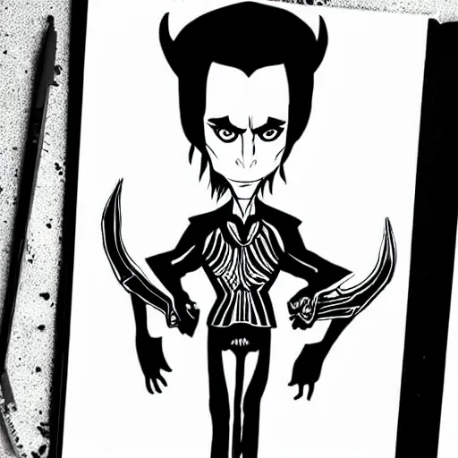 Image similar to loki drawn by tim burton