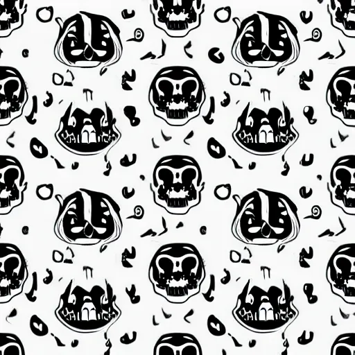 Image similar to separated anime skulls pattern, vector art, half - tones, 8 0 s style