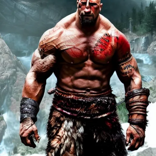 Image similar to dwayne johnson as kratos