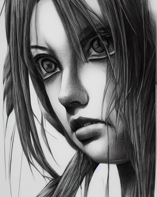 Prompt: official pencil ink drawing painting photorealistic portrait of mature attractive Hatsune miku closeup tired and angry by Alex Ross giger sorayama frank miller ishikawa ken trending on Flickr artstation cinematic backlit smoke noir technoir shot with Leica zeiss