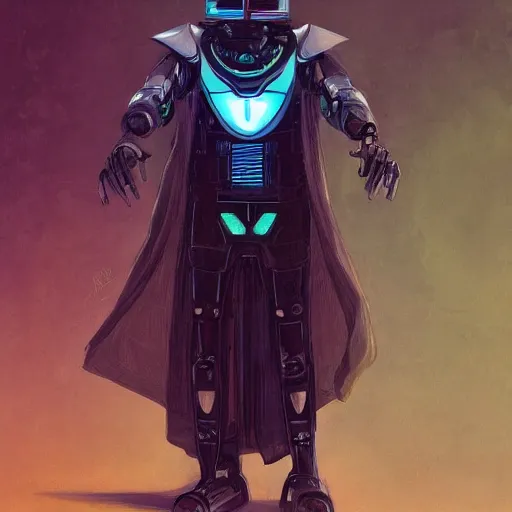 Image similar to self portrait of a robot raven. Full body with hooded cape, visor, green body armor, digital art, realistic, ultradetailed, concept art in the style of The Empire Strikes Back, art by Andrea Chiampo and Michael Whelan, trending on artstation, devianart, cgsociety