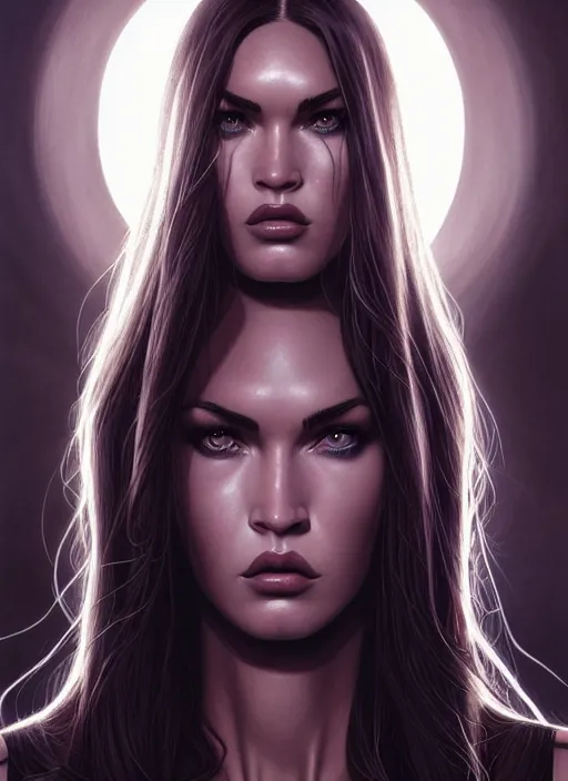 Image similar to symmetry!! gantz portrait of megan fox as medusa, unholy, intricate, highly detailed, dynamic lighting, digital art, digital painting, artstation, terence nielsen, sharp focus, illustration, art by artgerm and greg rutkowski and moebius, 8 k