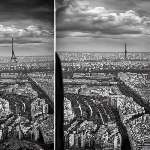 Prompt: paris in the year 2 0 7 1. realistic, sci - fi, futurist photography of paris landscape. 5 0 mm, award winning photography