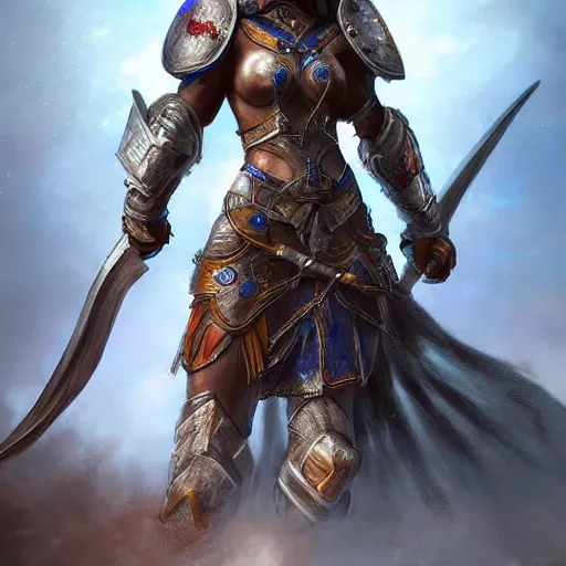 Image similar to beautiful warrior with lapis lazuli armour, highly detailed, 4k, HDR, award-winning, artstation