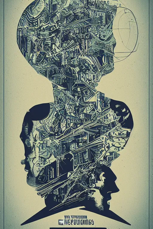 Image similar to Mind wandering poster by Steve Thomas and Mike beeple Winklemann, screen print