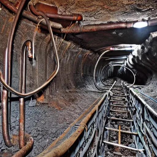 Image similar to underground mine with rusty pipes