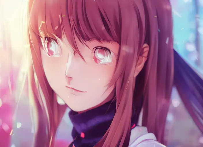 Image similar to photorealistic anime tsundere girl render, detailed face, colorful, atmosphere cinematic, by wlop, by ilyu kuvshinov, soft shadows, be concept art, super detailed, octane render, 8 k, unreal engine 5, super realistic, ufotable studio art style, trending in pixiv, japanese light novel cover, visual novel, website banner