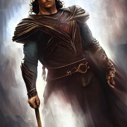 Image similar to henry cavill as a fantasy mage, art by alexey gogin