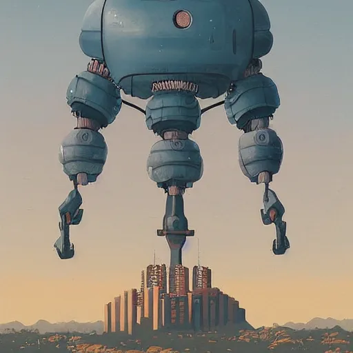 Prompt: a giant head floating above rio de janeiro by simon stalenhag