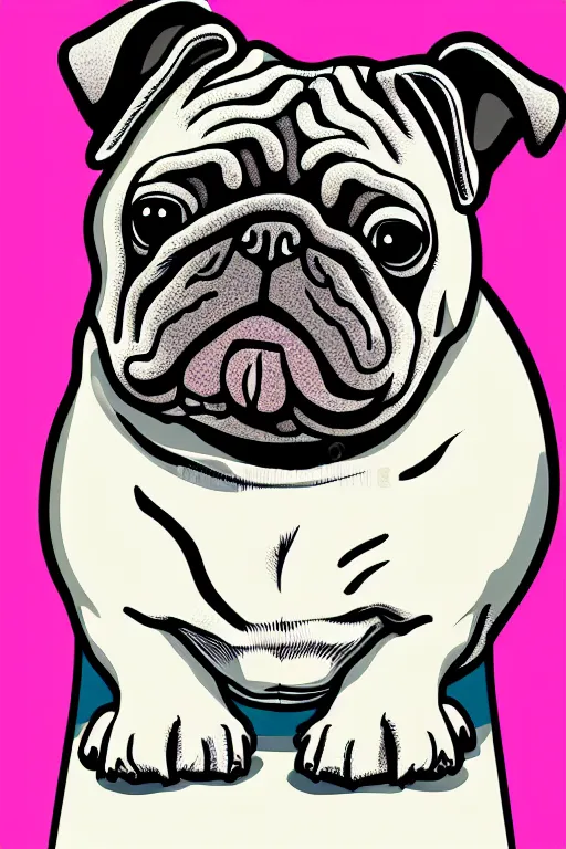 Image similar to Portrait of a bi chungus pug, sticker, colorful, illustration, highly detailed, simple, smooth and clean vector curves, no jagged lines, vector art, smooth