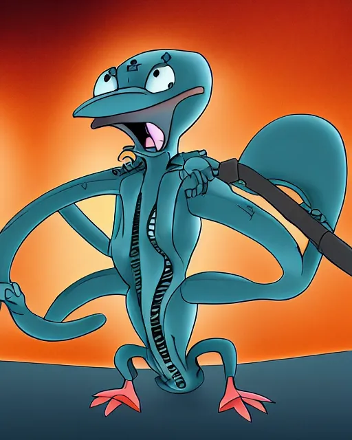 Prompt: perry the platypus as a xenomorph, movie still