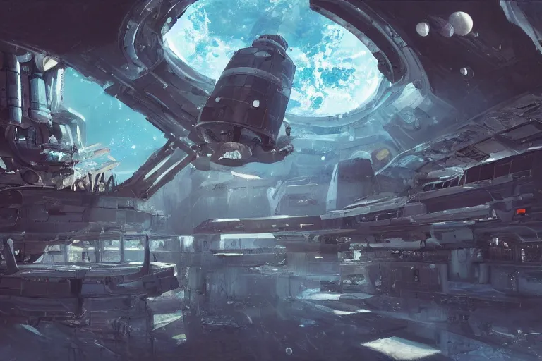 Image similar to A outside view of abandoned space station in the deep space, Trending on artstation.